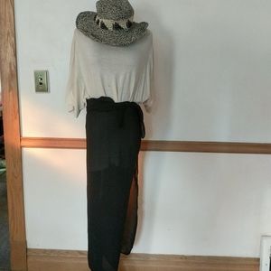 Bathing Suit Sarong, Semi sheer black Chiffon OS